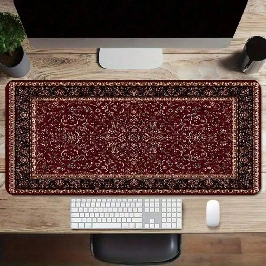 

Retro Bohemian Style Mouse Pad, Luxurious Red Desk Accessory, Extra-Large Gaming Mouse Pad, Non-Slip Rubber Base, Computer Mouse Pad With Sewn Edges, XXL Keyboard Pad, A Gift For Friends Back To School Gaming Mouse Pad