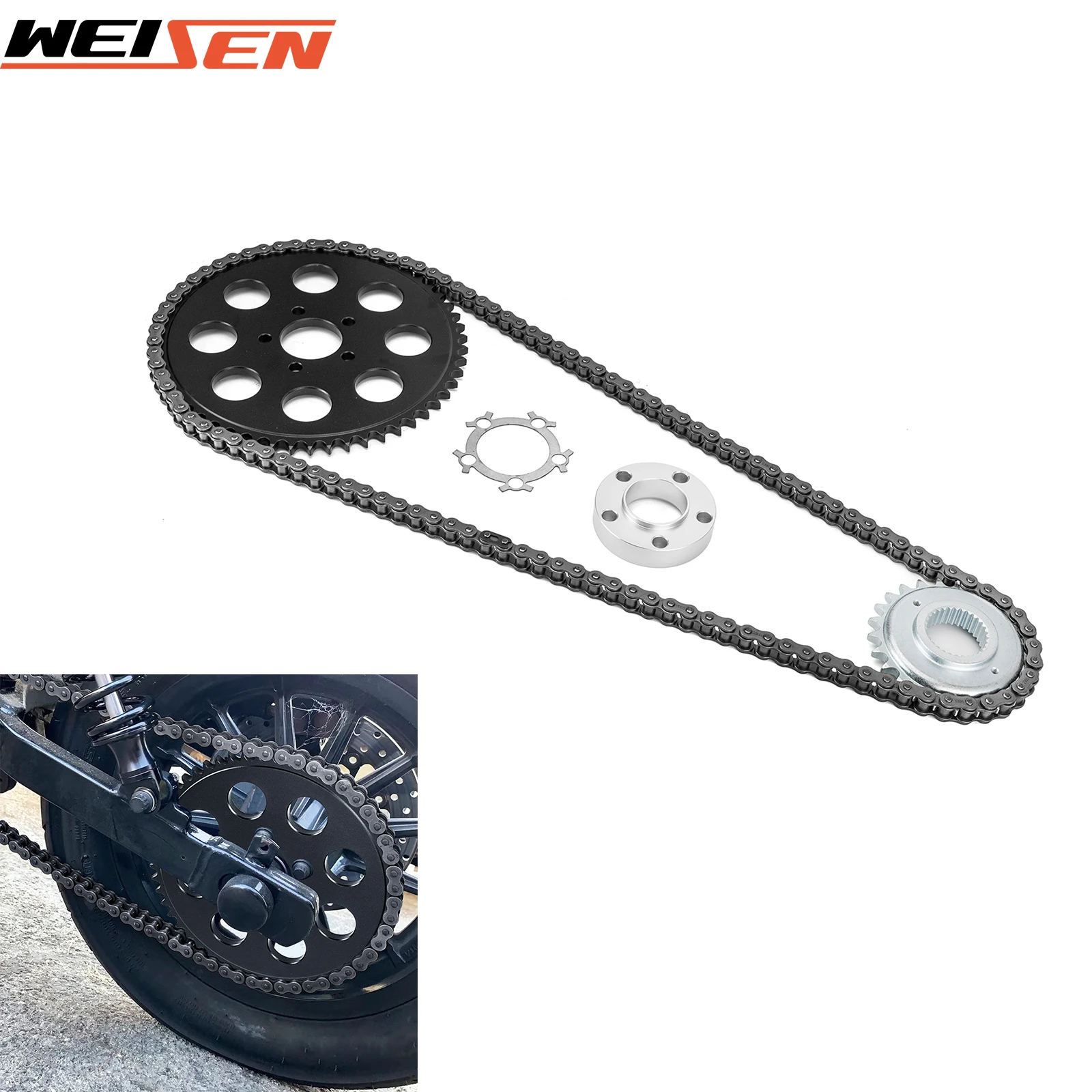 Motorcycle Chain Drive Conversion Kit Rear Front Sprocket for 2006-2017 Harley-Davidson Dyna Twin CAM SUPER GLIDE、STREET BOB