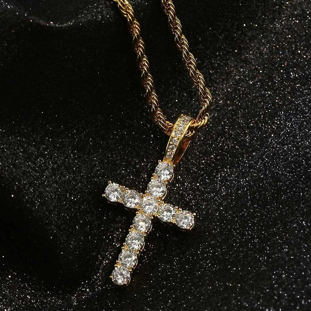 TBCYD 3MM D Color Moissanite Cross Pendant Necklace For Men S925 Silver Shiny Diamond Hip Hop Neck Chain Party Fashion Jewelry