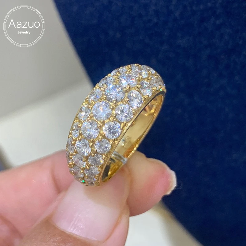 

Aazuo 18K Solid Yellow Gold Real Diamond 3.0ct Luxury Ring Gifted For Woman Deluxe Banquet Fashion Jewelry Au750 Woman's Fashion