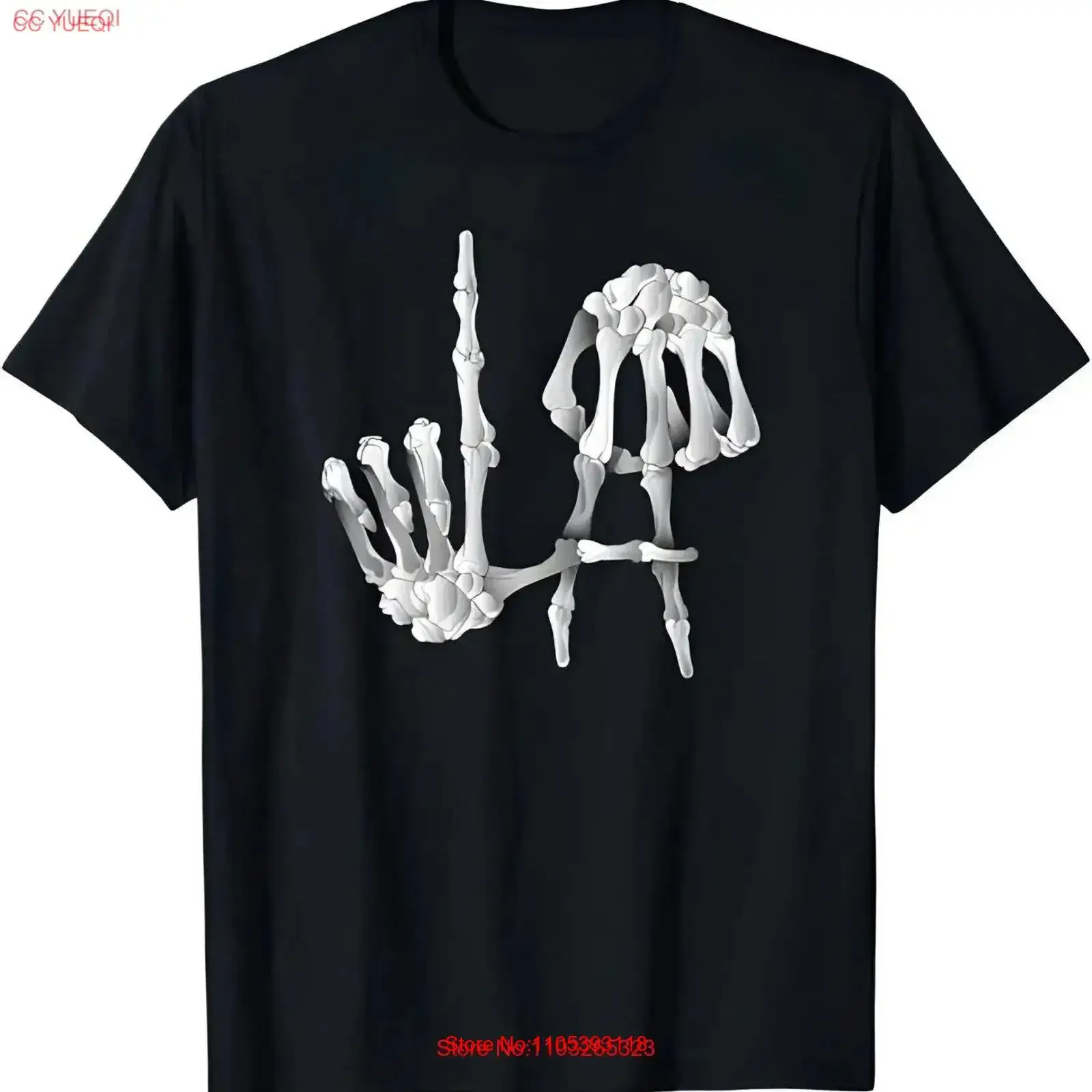 Skeleton Bones Hands LA Los Angeles USA Fingers T Shirt vintage Washed fashion Breathable Comfortable Unisex homme Versatile