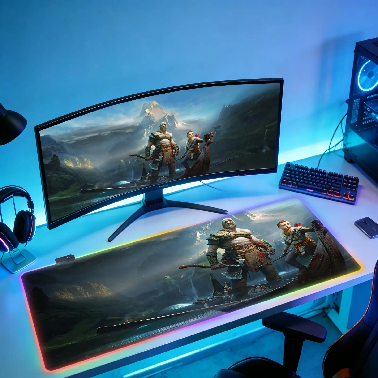 

Коврик для мыши G-God of W-War New Computer Home RGB XXL, настольный коврик из натурального каучука, противоскользящий, для офиса и игр