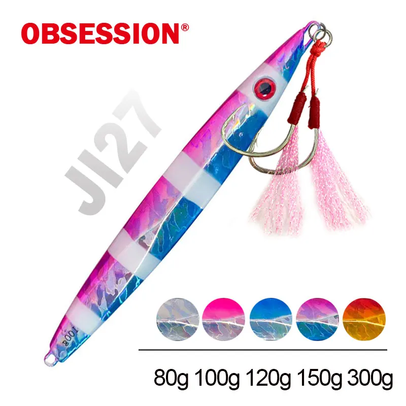 OBSESSION J27 80g 100g 120g 150g 300g Slow Sinking Long Casting Jig Artificial Lure Spoon Fishing Spinner Jerkbait Metal Jigbait