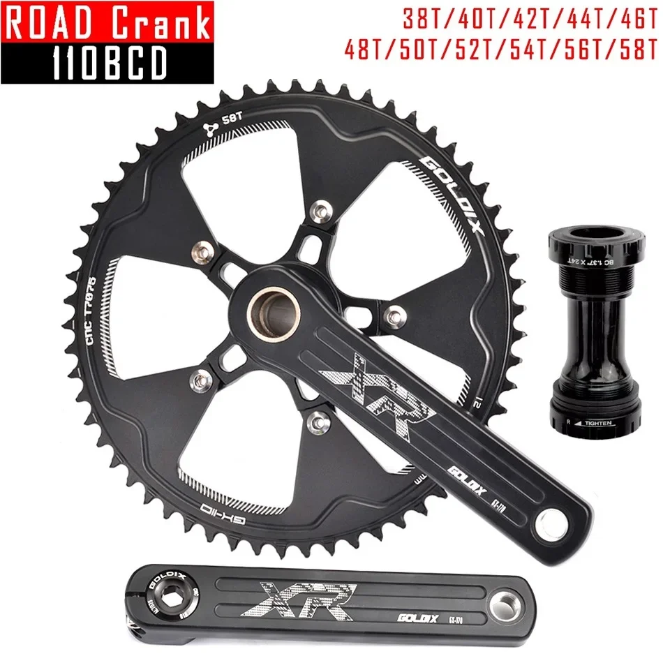 Bike Crankset 170/172.5/175mm Crank Narrow Wide 110BCD Chainring 38-58T 9-12 Speed Road Folding Bike Crankset For SRAM SHIMANO