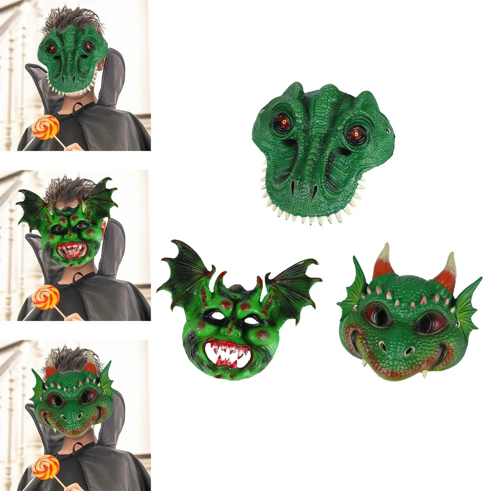 Máscara de dragón 3D para Cosplay de adultos, accesorio de disfraz para foto, tocado de animales, máscara para fiesta de Halloween, juego de rol