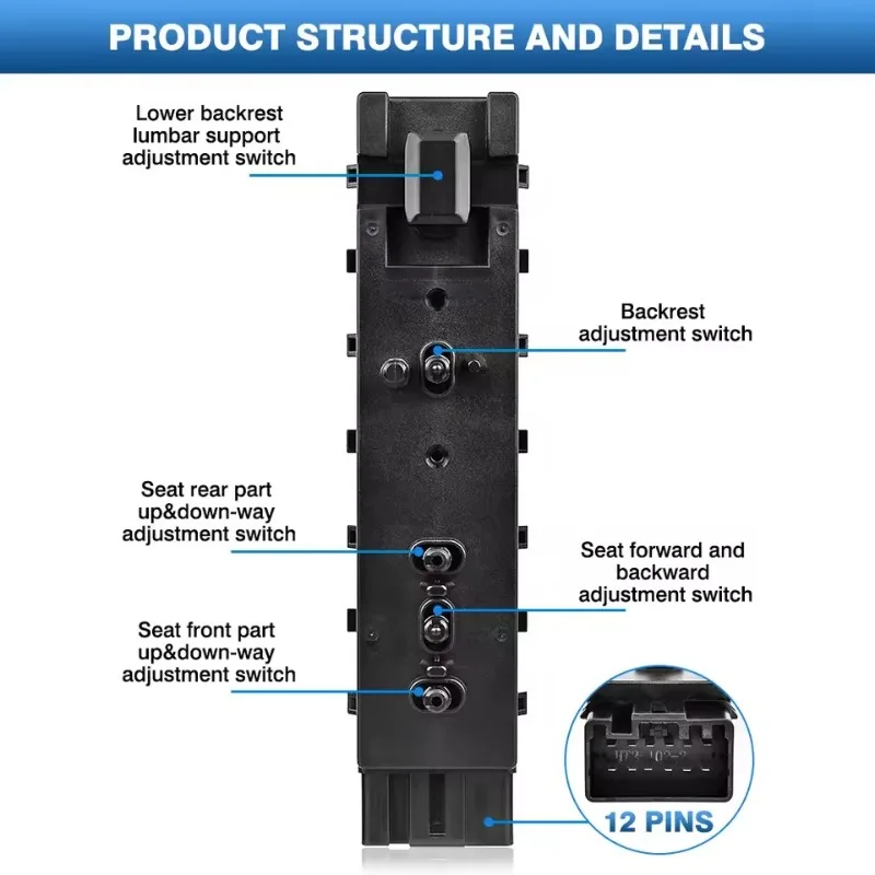 For Ford Escape F150 F250 F350 for Lincoln 9L3Z-14A701-FA 9L3T-14B709-FAW Front Left /Right Power Seat Switch Passenger Side view 5