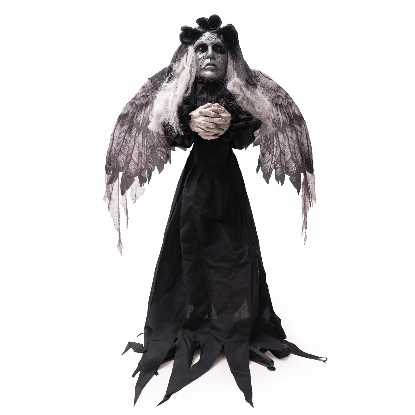 Halloween Prayer Black Angel Ornament Haunted House Yard Electric Voice Activated Induction Glow Terror Electric Station Ghost