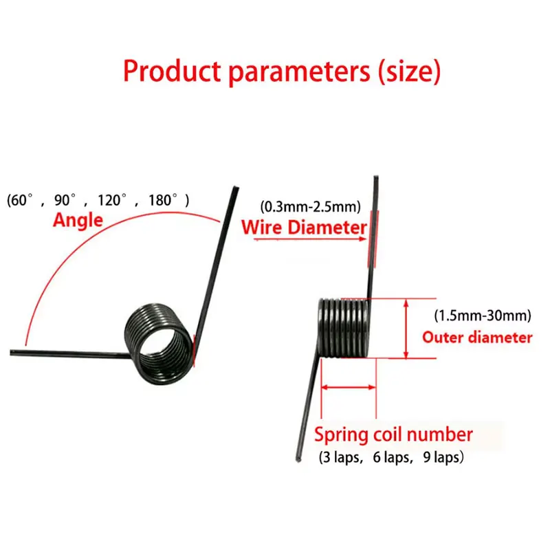304 Stainless Steel Torsion Springs 5 Pcs V Type 0.5mm Wire Diameter 3/6/9 Laps 180/120/90/60 Degree Metal Custom Reset Spring