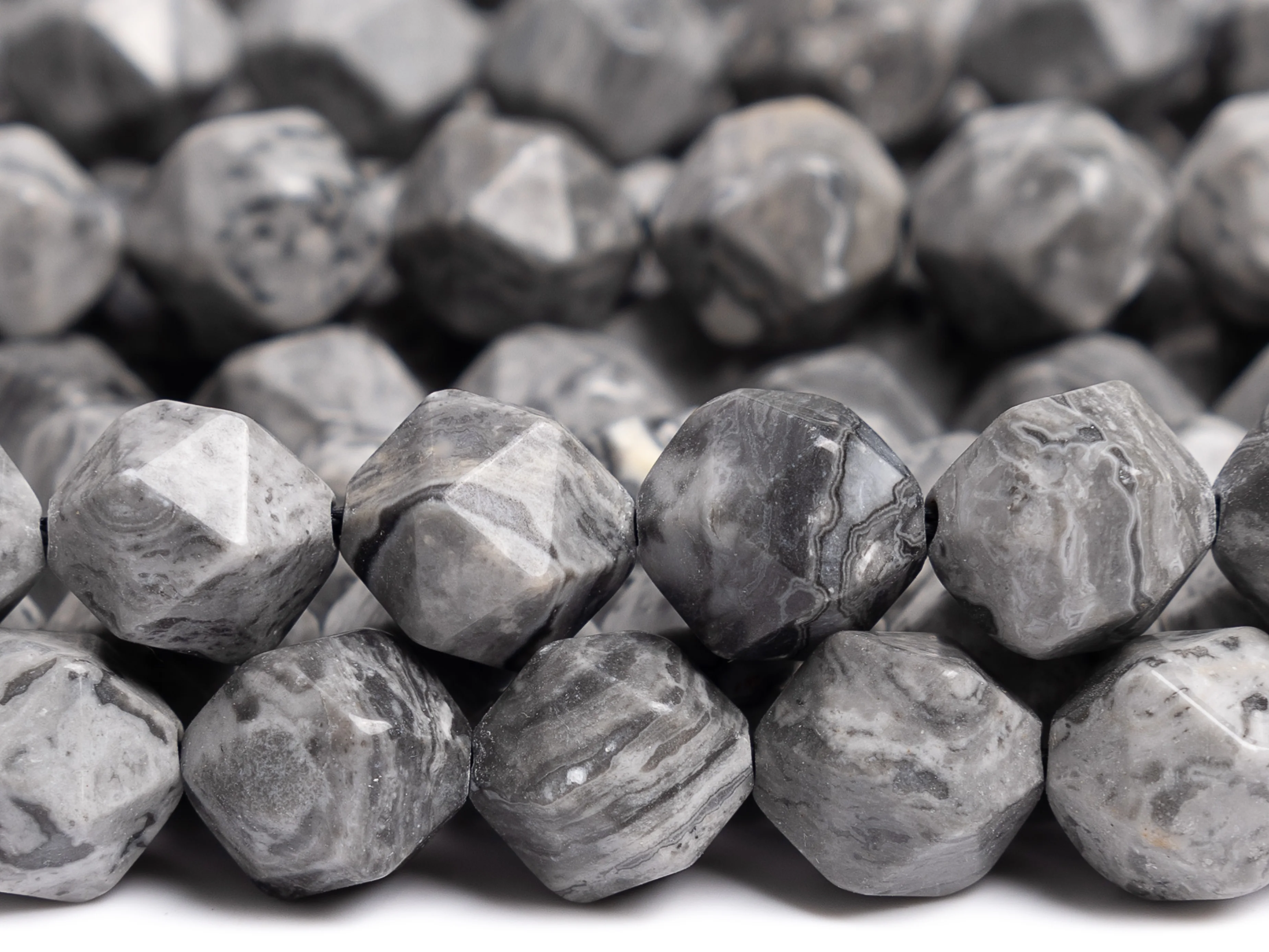 Genuine Natural Star Cut Faceted Gray Crazy Lace Jasper Beads Grade AAA Genuine Gemstone Full Strand Beads for Jewelry Making