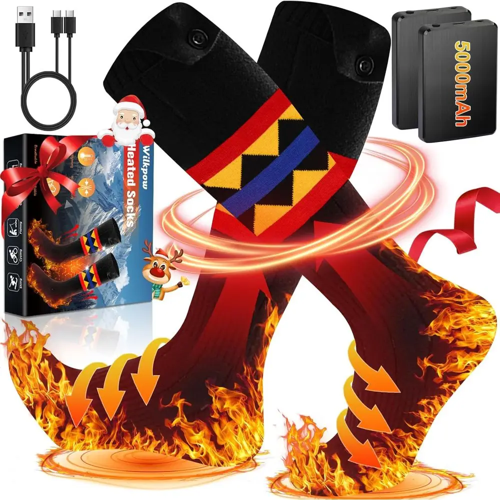 

Rechargeable Electric Heated Socks, 5000mAh, 11-Hour Warmth, 3 Settings, Washable, Ideal for Outdoor Activities & Gifts