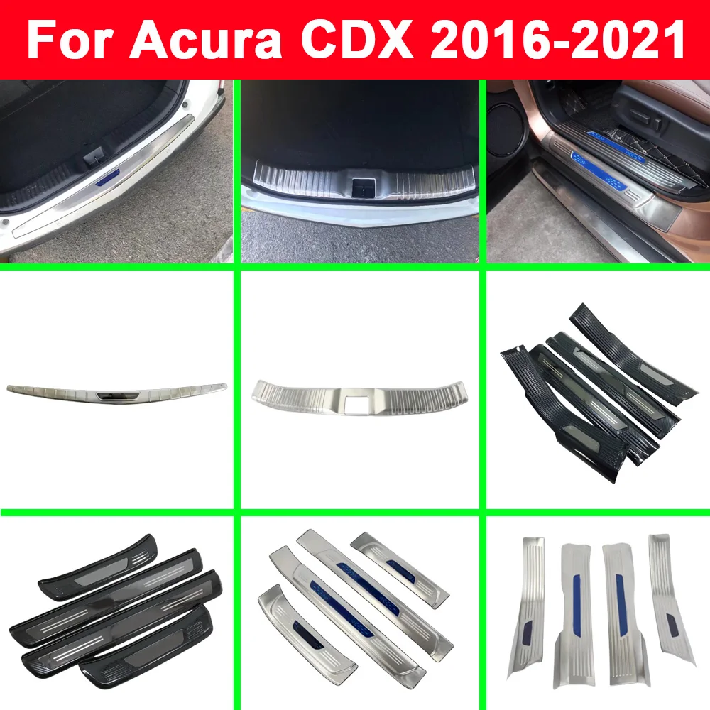 

Car Steel Threshold Pedal Trunk Door Sill Scuff Plate Cover Rear Bumper Trim Frame For Acura CDX 2016 2017 2018 2019 2020 2021