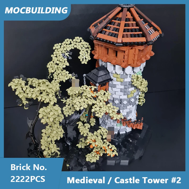 مكعبات بناء MOC برج قلعة العصور الوسطى # 2 منازل المدينة نموذج DIY تجميعها الطوب العمارة عرض هدايا عيد الميلاد 2222 قطعة