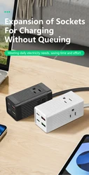 7 in 1 meter power strip, power strip surge protector, 3 AC outlets 2 USB 2 Type-C, desktop charging station with overload prote