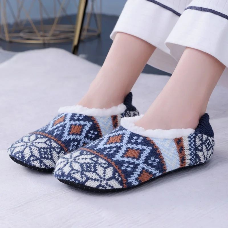 Women House Slipper Winter Warm Soft Contton Plush Non Skid Grip Sole Indoor Home Fluffy Shoes Flat Fuzzy Snowflake Female 2024