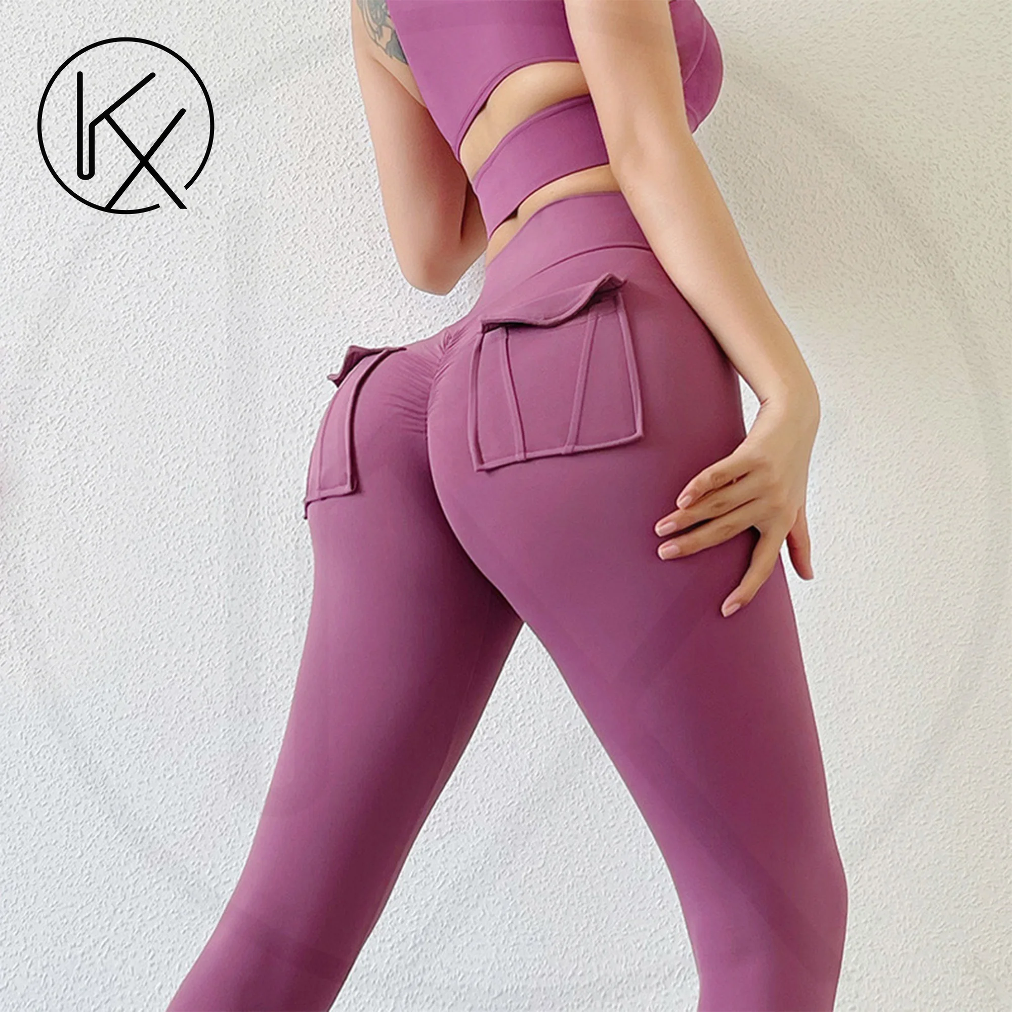

kaixiggmm Nylon slim fit shaping high waisted leggings for push ups, women's fitness running, yoga pants, gym girls' leggings