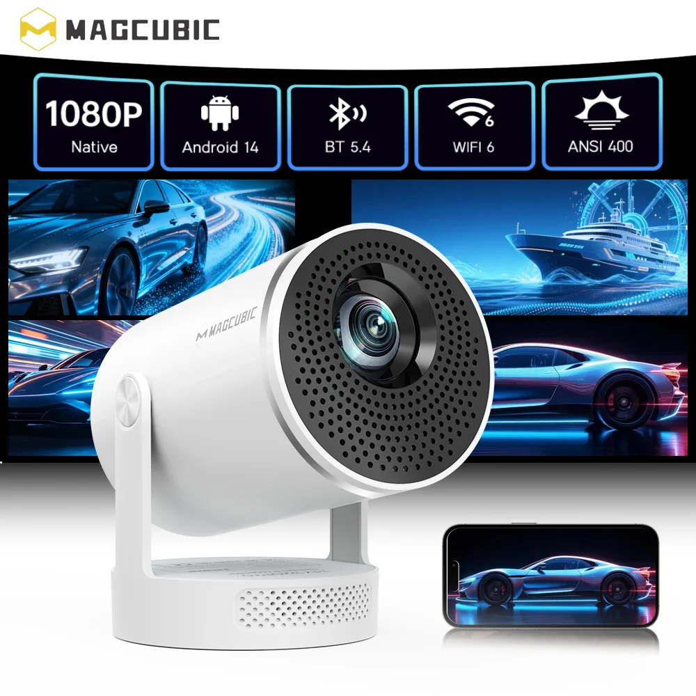 Magcubic 8K Projektor HY320Pro-A Full HD Beamer Android 14 Native 1080P Manueller Fokus Tragbares Heimkino