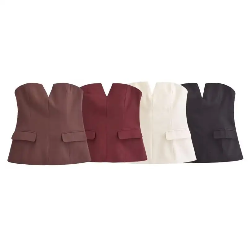 

Sexy Multi-Color Tube Top Svel Women's Vest L280 Spring New Arrival ort Length A-Line Narrow Strap European Sle