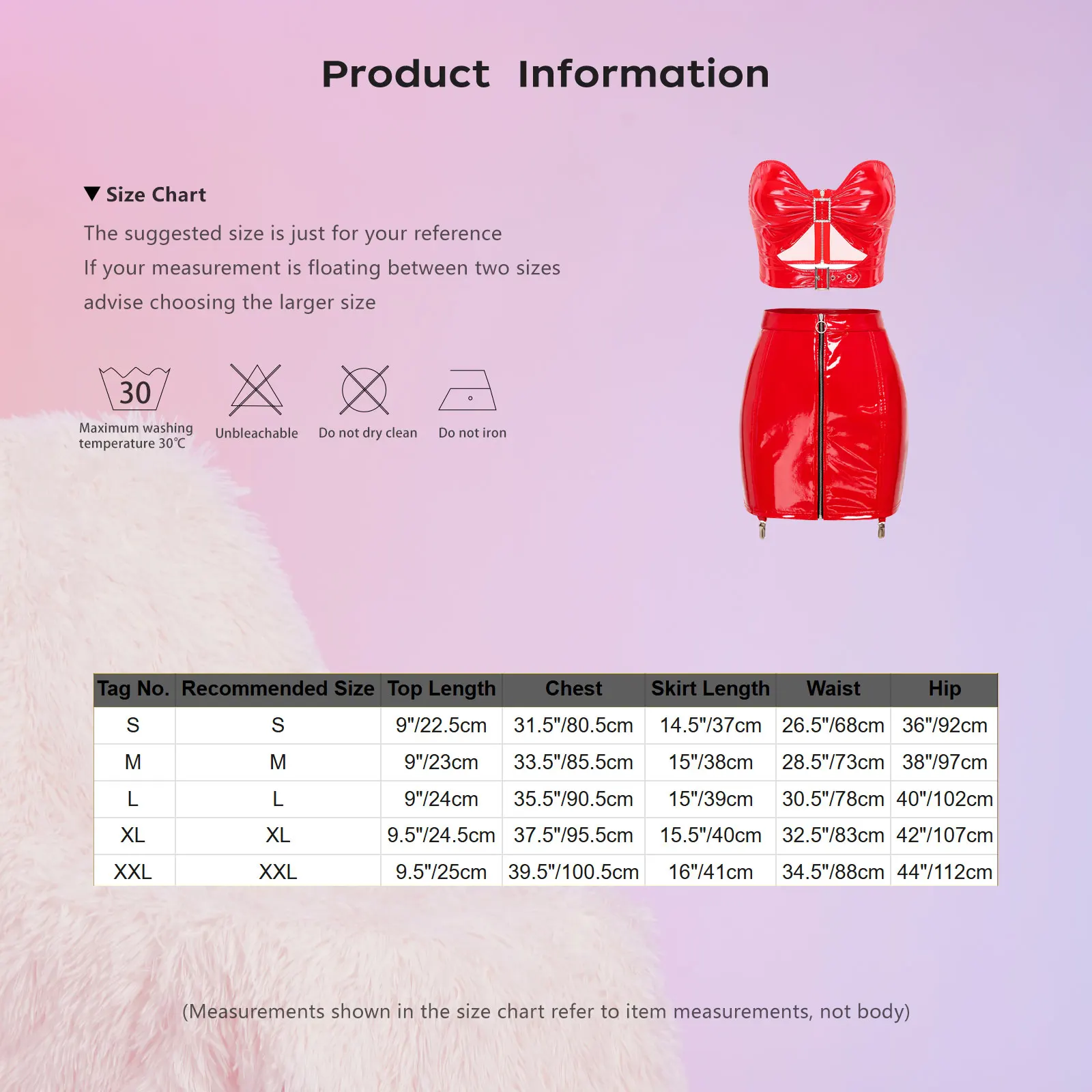 

Women Patent Leather Two-Piece Lingerie Set Wet Look Latex Club Party Outfit Hollow Out Bra Top with Zipper Garters Mini Skirts