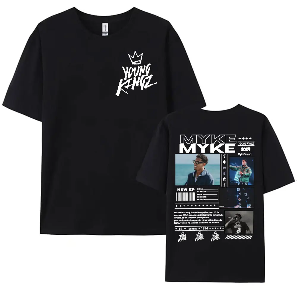 Rapper Myke Towers Graphic Printed T-shirts for Men Harajuku Hip Hop Oversized T Shirt Unisex Summer Cotton Short Sleeve T-shirt image 5