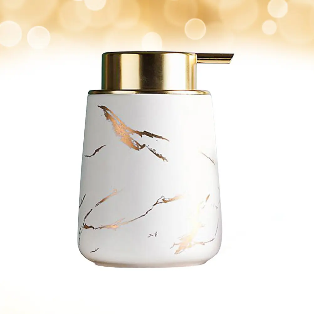

1Pcs Press Pump Lotion Dispenser Bottle 400Ml Ceramic Emulsion Soap Container Portable Refillable Liquid Storage Home Sink