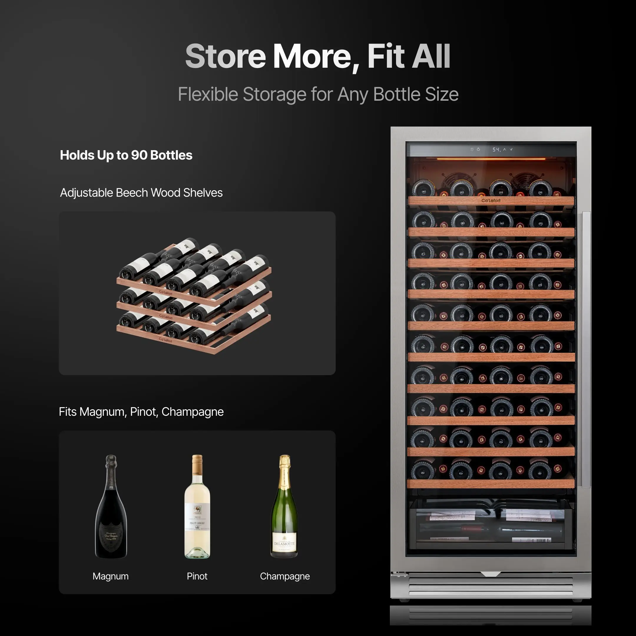 

275L 90 Bottles Wine Refrigerator Cooler Fridge Freestanding Large Constant Temperature Wine bar Red Wine Cabinet