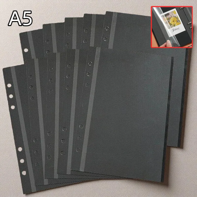 

Сменные листы для фотоальбома А5 с 6 отверстиями, ламинированные пленкой, для скрапбукинга, заметок, семейных альбомов и книг памяти