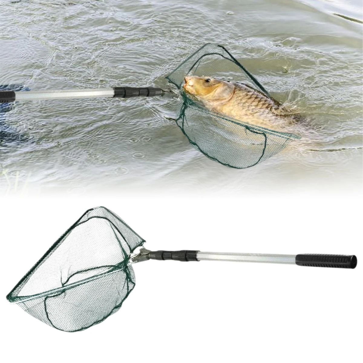 

1 Set 190cm Fishing Net Fish Landing Net Collapsible Fish Net with Anti-Slip Pole Handle for Kids Adults in Saltwater Freshwater
