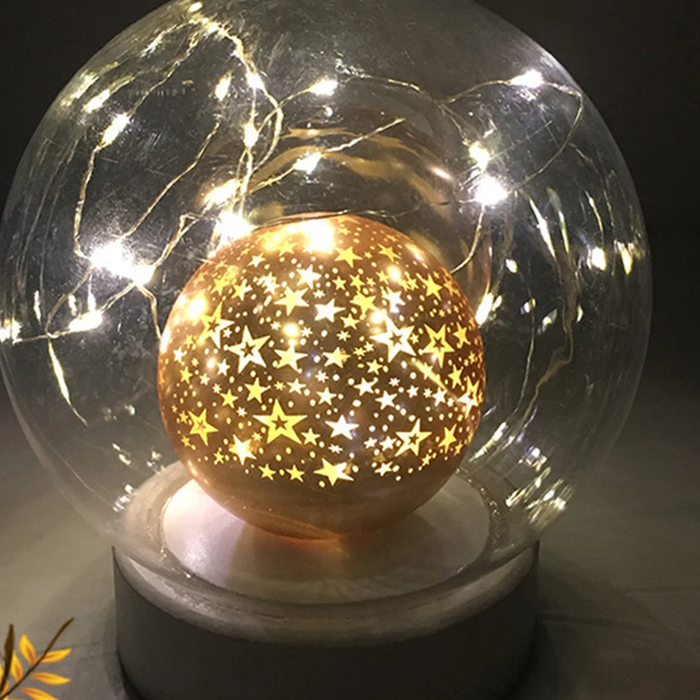 

LED Glass Dome Lamp with Copper Wire Light Round Decorative Night Light for Bedroom Home Christmas Ornament Romantic Fairy