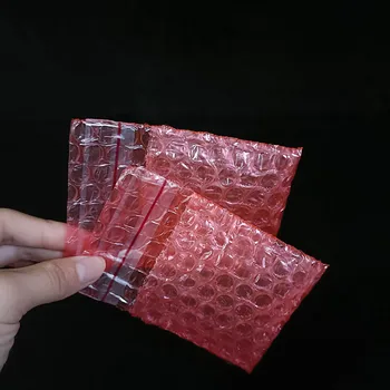 100pcs PE Red Clear Protective Bubble Bag Foam Packaging Bags Shockproof Envelopes Gift Wrap Package Cushioning Express Bag