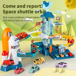 Space Shuttle Theme Car Track For Children Diecasts Holiday Gifts Birthday Hot Wheels Kids Educational Race Toys Set Rail Cars