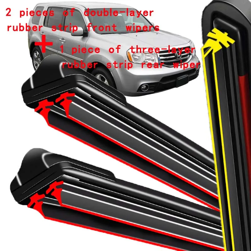 

For Honda Pilot MK2 2009-2015 2010 2011 2012 Wiper Front & Rear Wiper Blades Windshield Windscreen Window Brushes 22"+21"+14"