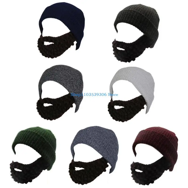

400A Winter Balaclava Full Face Cover Hat Knit Beard Hat Adjustable Size for Adult