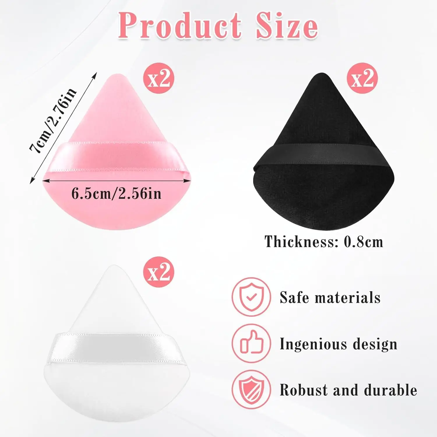 Zestaw 6 trójkątnych gąbek do makijażu z paskiem - aksamitne, miękkie blendery do podkładu/różu |   Zmywalny, wielokrotnego użytku zestaw podróżny dla wszystkich rodzajów skóry