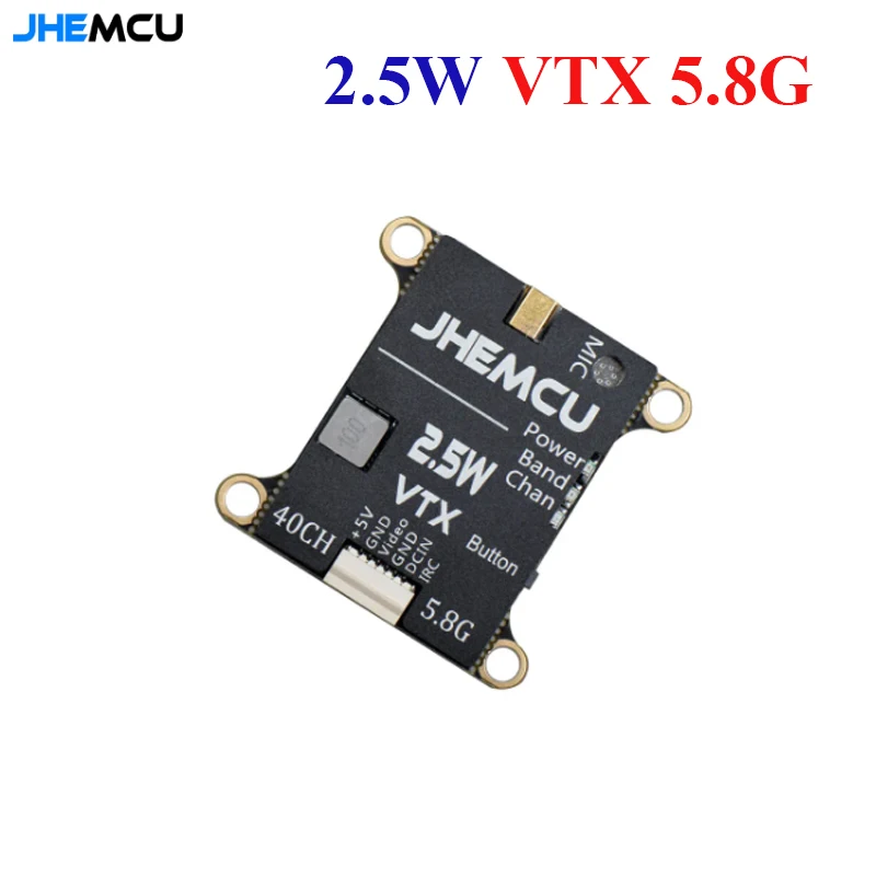 

JHEMCU 2.5W VTX 5.8G 40CH Adjustable FPV Transmitter Built-in Microphone Heat Sink 2-6S 30X30mm for RC Airplane FPV Long Range