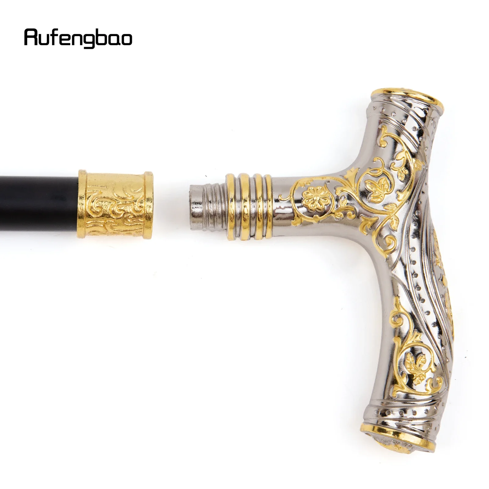 Golden White Eagle Head Flower Totem Relief Walking Cane Fashion Walking Stick Gentleman Crosier Knob Walking Stick 93cm