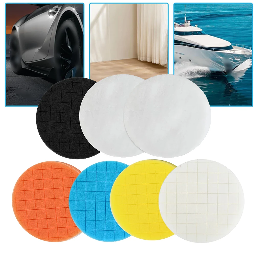7Pcs 125mm Car Polishing Kit Polish Pad Car Polishing Sponge Foam Pads For Polishers Cordless Drills And Sander Tools