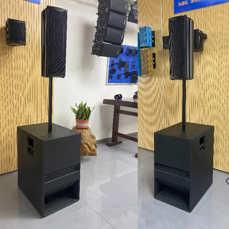 200W Dual 6.5 Inch Column Array Speaker With Class D Amplifier 15 Inch Active Subwoofer Stage Audio Video Sound System