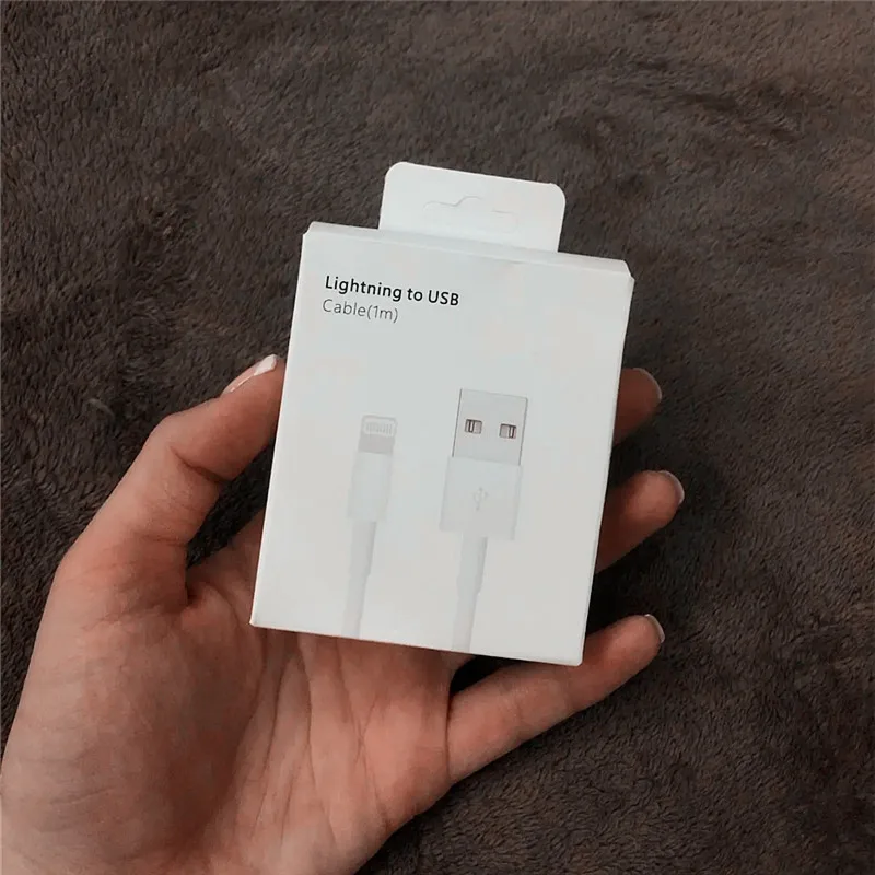 Orijinal USB hızlı şarj veri kablosu iPhone 13 12 mini 11 Pro 14 artı XS Max XR X 8 7 6 6S 5 aydınlatma USB kablosu ile kutu