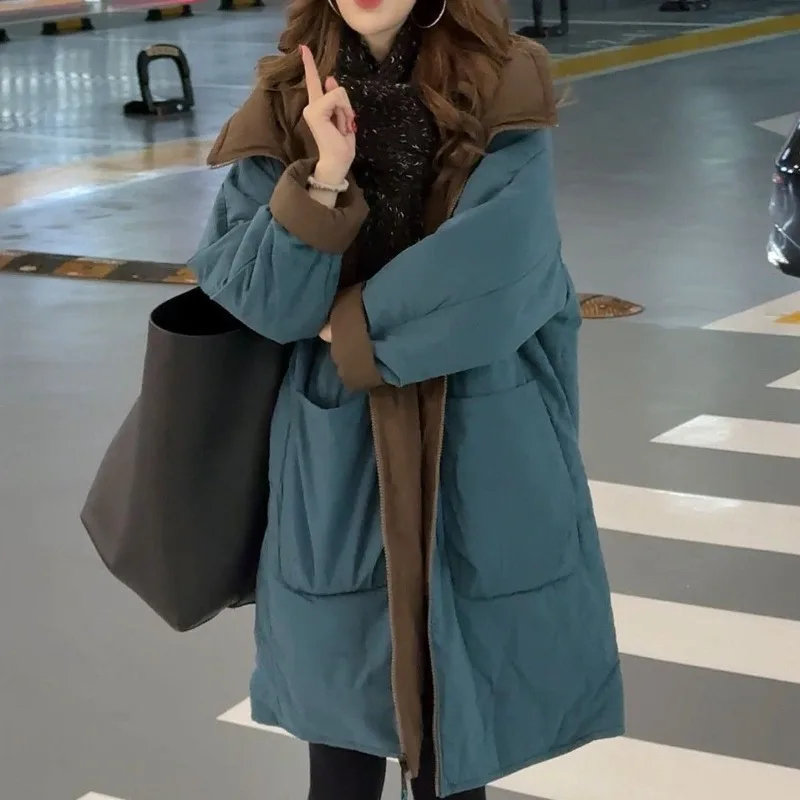 Double-Sided Cotton-Padded Women's Medium Long ins Winter New 2025 Loose Korean Version Thickened Cotton-Padded Warm Jacket Tide