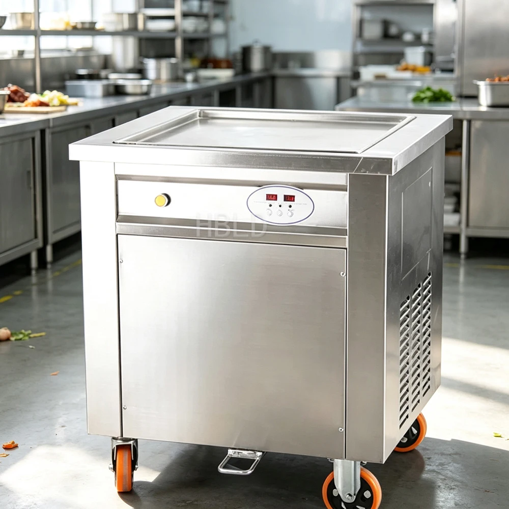 Commercial Fried Ice Cream Machine, Square Pan Frozen Yogurt Roll Maker for Snack Bar Catering Business