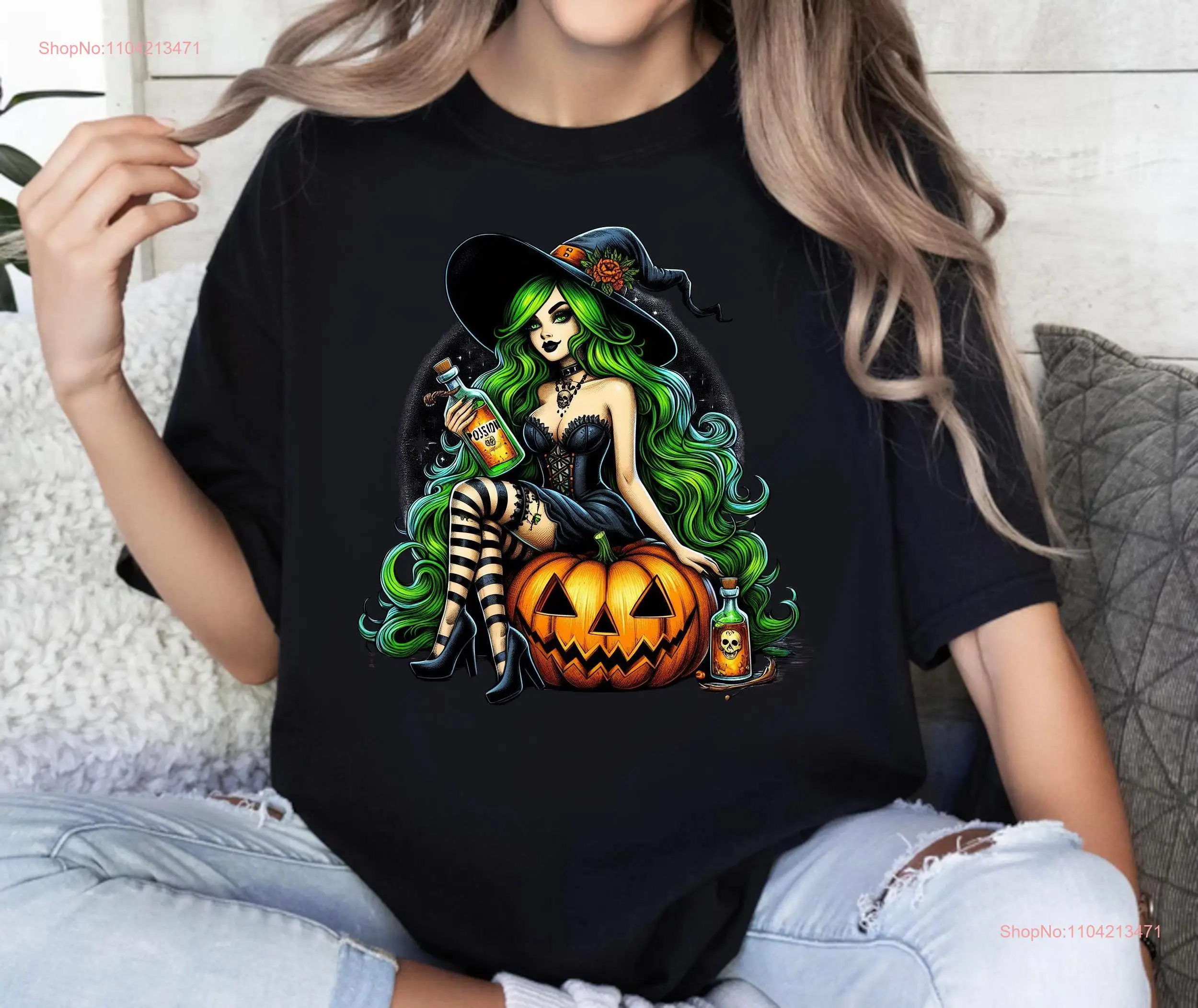 Pretty Witch Softstyle T Shirt Halloween Magical WitchcrafT Gender Neutral Top Costume Apparel long or short sleeves