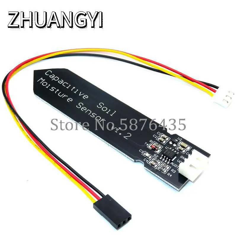 O módulo capacitivo do sensor da umidade do solo não é fácil corroer o fio largo da tensão 3.3 5.5v resistente à corrosão com gravidade para arduino