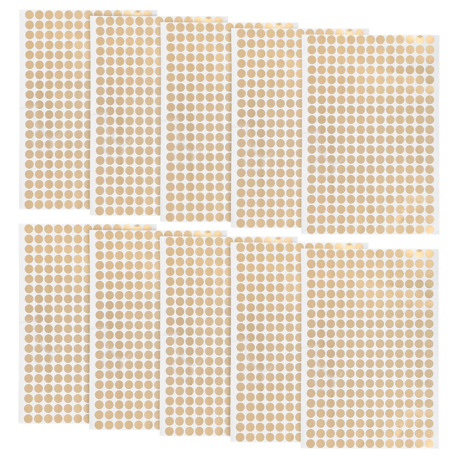 

10 Sheets Gold Copperboard Labels Round Adhesive Stickers for Coding Sorting Sealing Gifts Envelopes Packages Safe Use