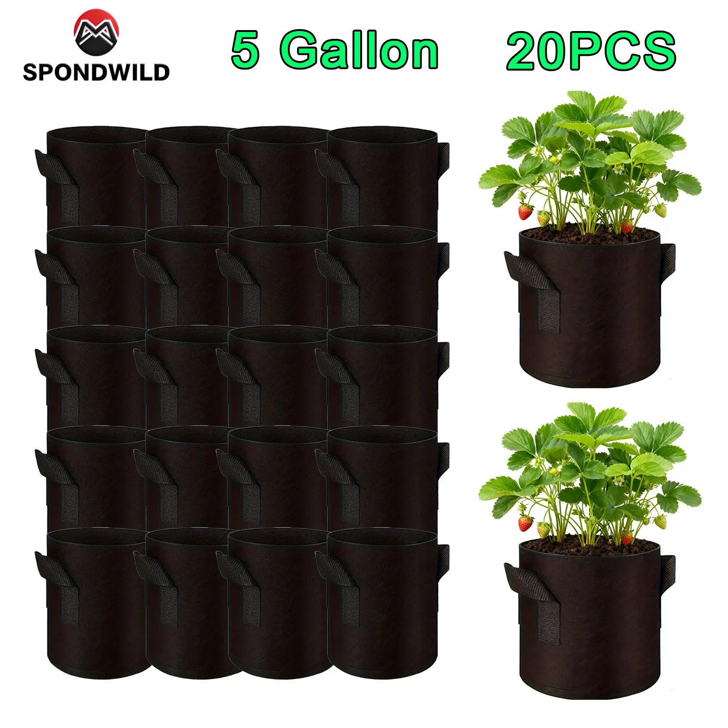 SPONDWILD Tomaten-/Kartoffel-Pflanzbeutel aus Verdicktem Vliesstoff für Garten, Gewächshaus und Gemüseanbau – Detail 25