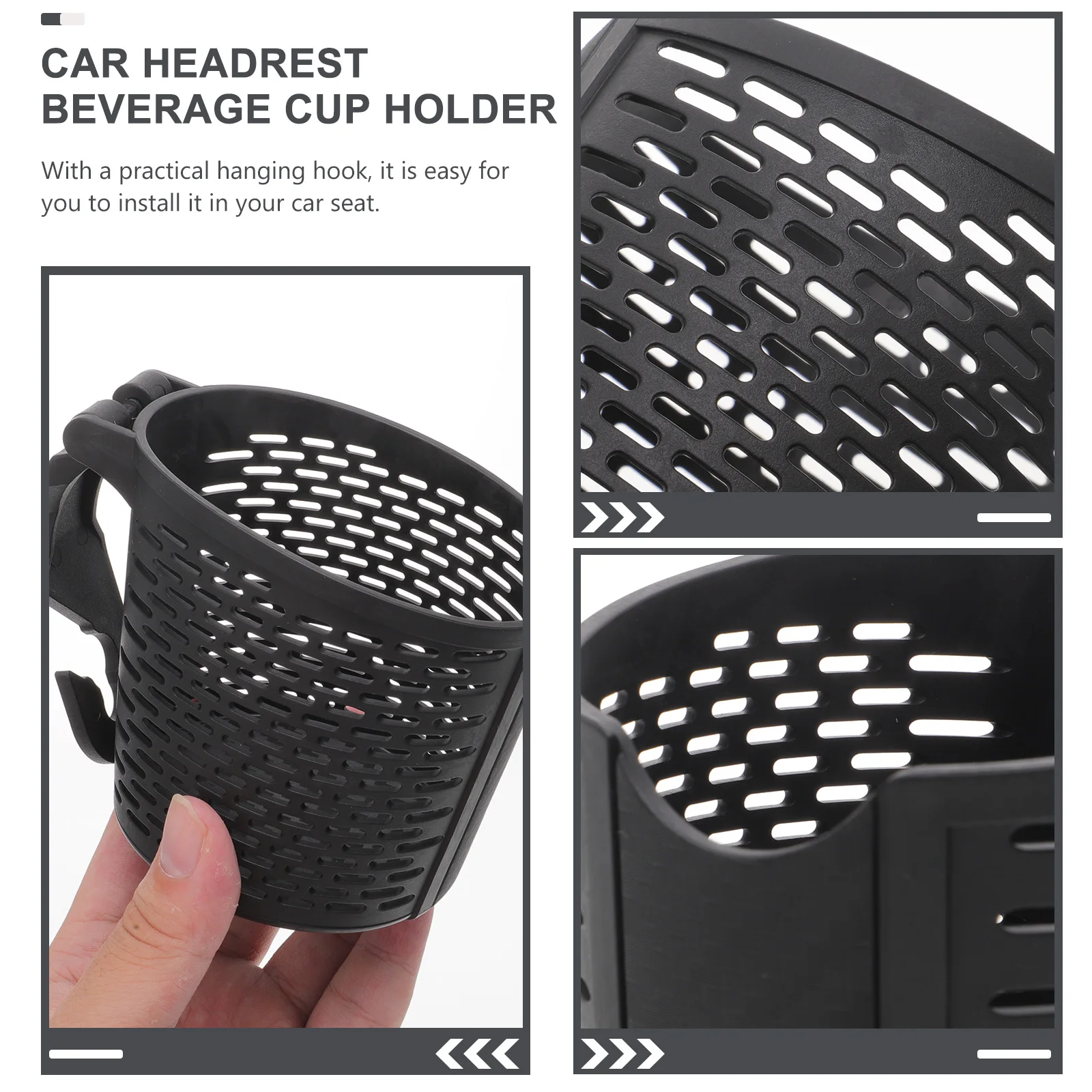 

2pcs Car Cup Holder Black Premium Plastic Universal Tumbler Cupholders Headrest Beverage Drink Storage Solution Car Seat
