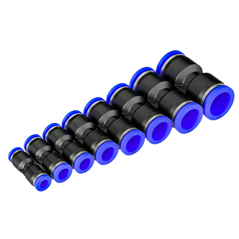 30 40 50 60 76pcs Pneumatic Fittings Straight Push in Plastic Connector 6 8 10 12mm PU Air Hose Tube Set