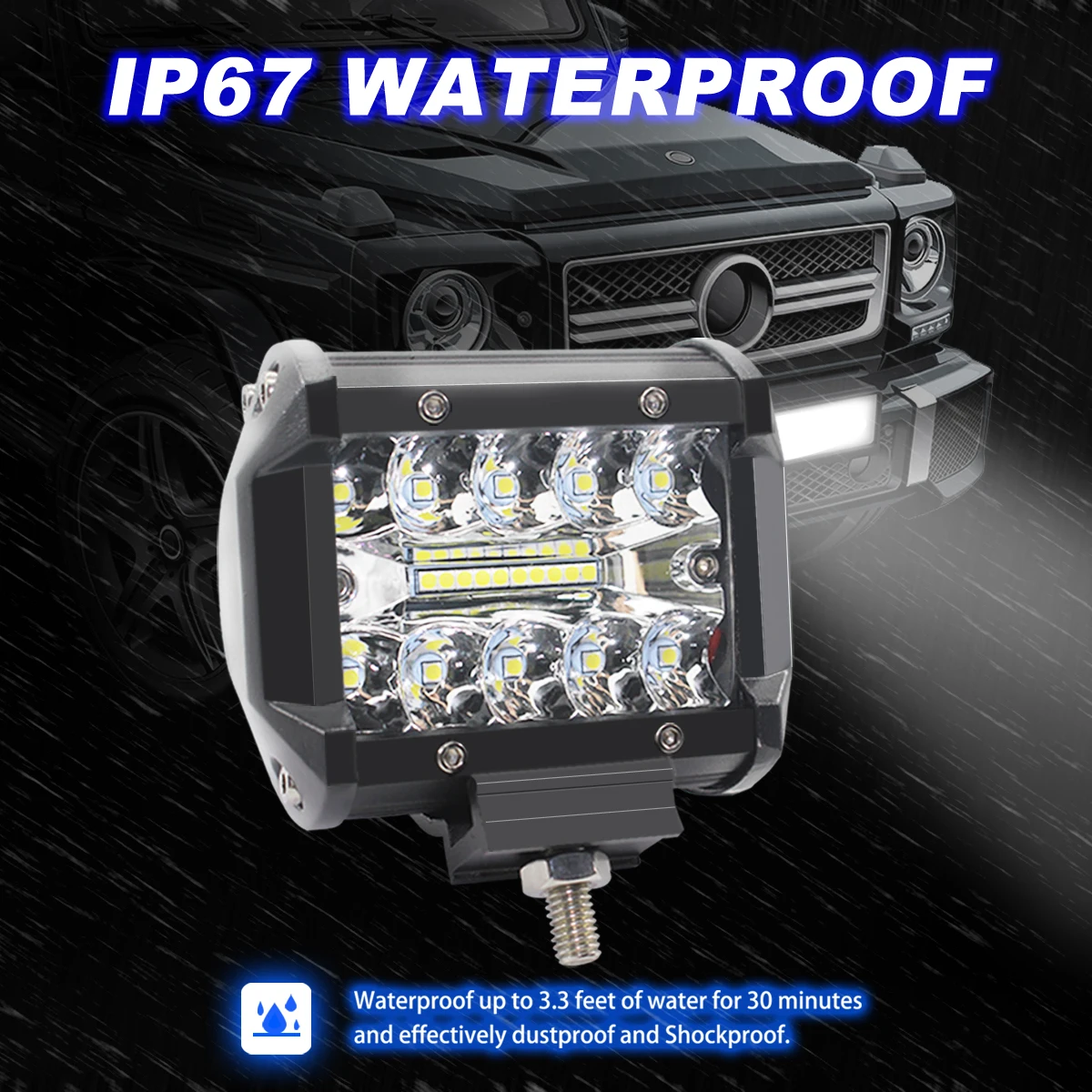 4 Inch 60W LED Spot Lights Combo IP67 Waterproof Off Road Work Driving Lights for Truck Boat ATV UTV Jeep Head Light