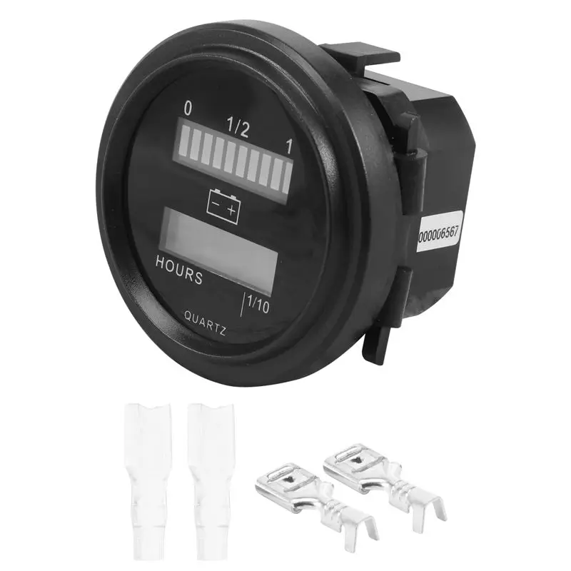 AU16-LED With Hour Meter Round Battery Indicator Meter Gauge 12/24V 36V 48V 72V For Boat Golf Cart Club Cart Forklift