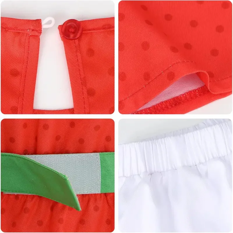 【1980 Retro Classic 】 Red Printed Strawberry Maid Costume Lolita-style Strawberry Shortcake Cosplay Dress Halloween Dress Girl