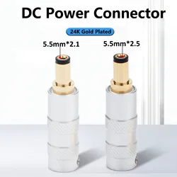 Preffair 24K Gold Plated 5.5X2.5 / 5.5X2.1mm DC Power Jack Male Plug DC21/25 Metal Connector Adapter Soldering Wire DIY